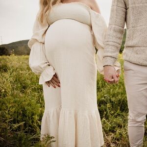 NOTHING FITS BUT Cream Off-Shoulder Maternity Dress